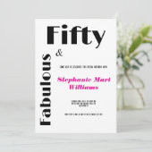 Modern Fifty and Fabulous black pink Birthday Kaart (Staand voorkant)