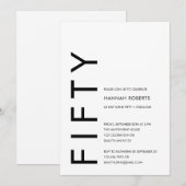 Modern Fifty and Fabulous Bold 50th Birthday Party Kaart (Voorkant / Achterkant)