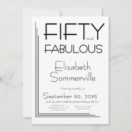 Modern Fifty and Fabulous Bold 50th Birthday Party Kaart
