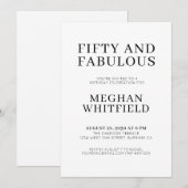 Modern Fifty and Fabulous Bold 50th Birthday Party Kaart (Voorkant / Achterkant)