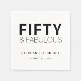 Modern Fifty and Fabulous Bold 50th Birthday Party Servet