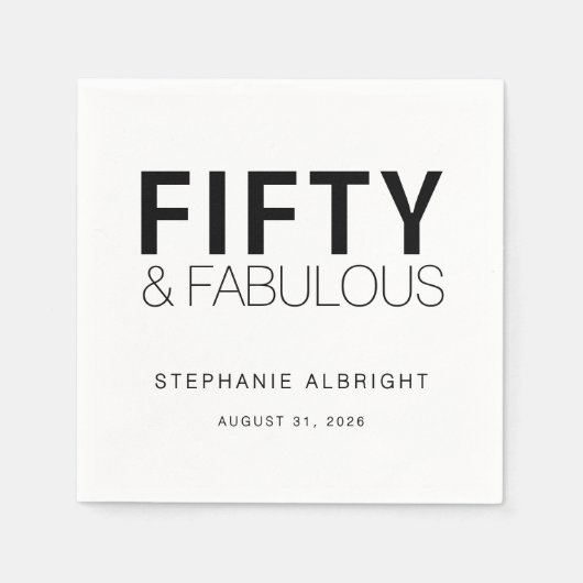 Modern Fifty and Fabulous Bold 50th Birthday Party Servet (Voorkant)