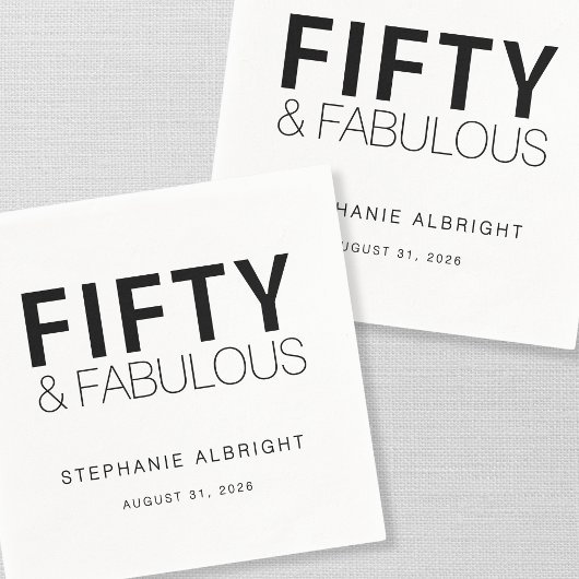 Modern Fifty and Fabulous Bold 50th Birthday Party Servet