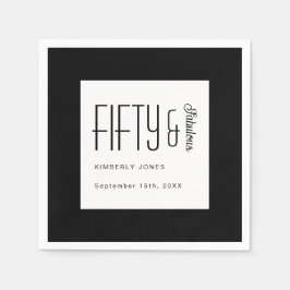 Modern Fifty and Fabulous Bold 50th Birthday Party Servet