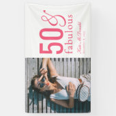 Modern Fifty and Fabulous Bold 50th Birthday Party Spandoek (Verticaal)