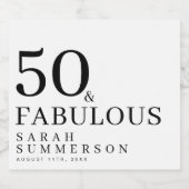 Modern Fifty and Fabulous Bold 50th Birthday Party Sparkling Wijnetiket (Enkel label)