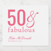 Modern Fifty and Fabulous Bold 50th Birthday Party Sparkling Wijnetiket (Enkel label)