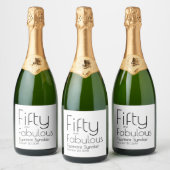 Modern Fifty and Fabulous Bold 50th Birthday Party Sparkling Wijnetiket (Flessen)
