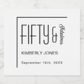Modern Fifty and Fabulous Bold 50th Birthday Party Sparkling Wijnetiket (Enkel label)