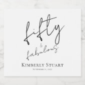 Modern Fifty and Fabulous Bold 50th Birthday Party Sparkling Wijnetiket (Enkel label)