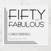 Modern Fifty and Fabulous Bold 50th Birthday Party Sparkling Wijnetiket (Enkel label)