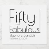 Modern Fifty and Fabulous Bold 50th Birthday Party Sparkling Wijnetiket (Enkel label)