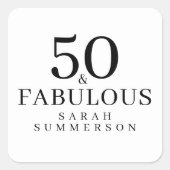 Modern Fifty and Fabulous Bold 50th Birthday Party Vierkante Sticker (Voorkant)