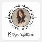 Modern Fifty and Fabulous Bold 50th Birthday Party Vierkante Sticker (Voorkant)