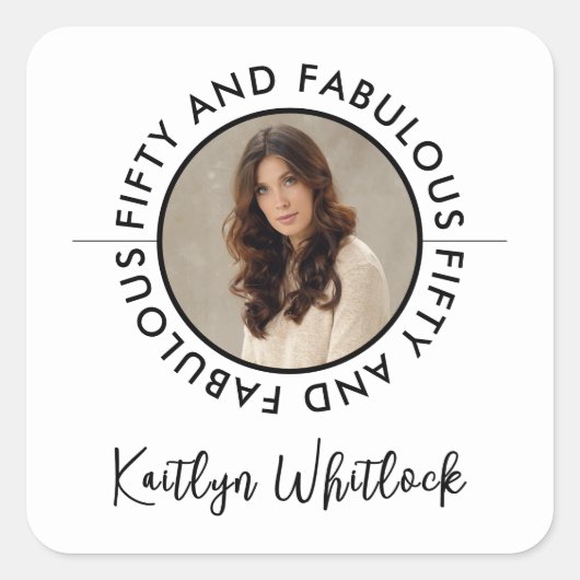 Modern Fifty and Fabulous Bold 50th Birthday Party Vierkante Sticker (Voorkant)