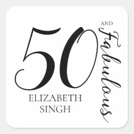 Modern Fifty and Fabulous Bold 50th Birthday Party Vierkante Sticker