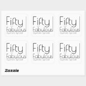 Modern Fifty and Fabulous Bold 50th Birthday Party Vierkante Sticker (Vel)