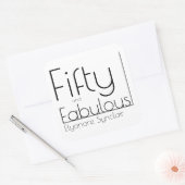 Modern Fifty and Fabulous Bold 50th Birthday Party Vierkante Sticker (Envelop)