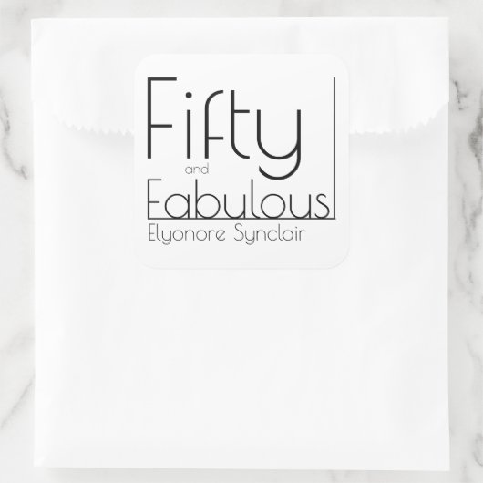 Modern Fifty and Fabulous Bold 50th Birthday Party Vierkante Sticker (Tas)