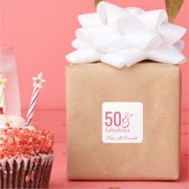 Modern Fifty and Fabulous Bold 50th Birthday Party Vierkante Sticker
