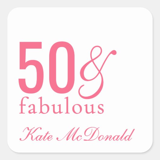 Modern Fifty and Fabulous Bold 50th Birthday Party Vierkante Sticker (Voorkant)
