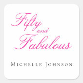 Modern Fifty and Fabulous Bold 50th Birthday Party Vierkante Sticker (Voorkant)