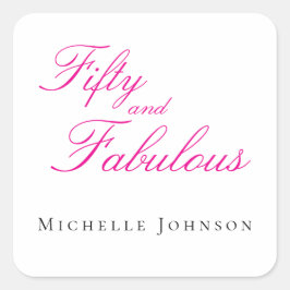 Modern Fifty and Fabulous Bold 50th Birthday Party Vierkante Sticker