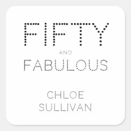 Modern Fifty and Fabulous Bold 50th Birthday Party Vierkante Sticker