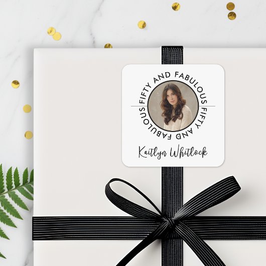 Modern Fifty and Fabulous Bold 50th Birthday Party Vierkante Sticker