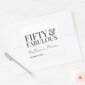 Modern Fifty and Fabulous Bold 50th Birthday Party Vierkante Sticker (Envelop)