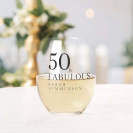 Modern Fifty and Fabulous Bold 50th Birthday Party Wijnglas Zonder Voet