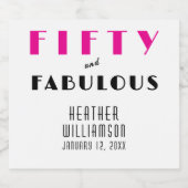 Modern Fifty and Fabulous Bold 50th Birthday Sparkling Wijnetiket (Enkel label)