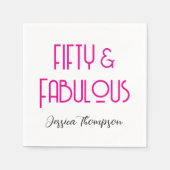 Modern Fifty and Fabulous Name 50th Birthday Party Servet (Voorkant)