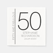 Modern Fifty and Fabulous Name Date 50th Birthday Servet (Voorkant)