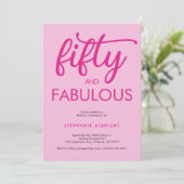 Modern Fifty and Fabulous Pink 50th Birthday Party Kaart (Staand voorkant)