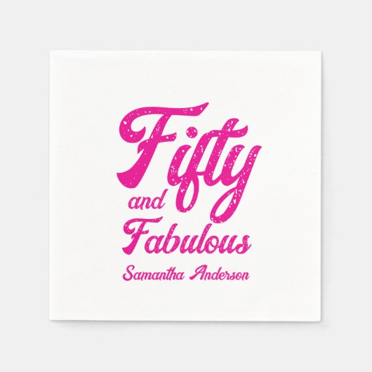 Modern Fifty and Fabulous Pink 50th Birthday Party Servet (Voorkant)