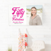 Modern Fifty and Fabulous Pink 50th Birthday Party Spandoek (Insitu)