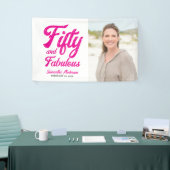 Modern Fifty and Fabulous Pink 50th Birthday Party Spandoek (Beurs)