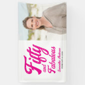 Modern Fifty and Fabulous Pink 50th Birthday Party Spandoek (Verticaal)