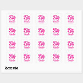 Modern Fifty and Fabulous Pink 50th Birthday Party Vierkante Sticker (Vel)