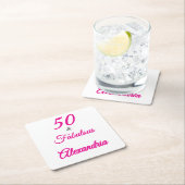 Modern Fifty &Fabulous Bold 50th Birthday  Kartonnen Onderzetters (Insitu)