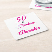 Modern Fifty &Fabulous Bold 50th Birthday  Kartonnen Onderzetters (Schuin)