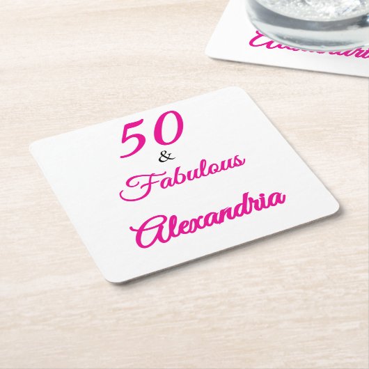 Modern Fifty &Fabulous Bold 50th Birthday  Kartonnen Onderzetters (Schuin)