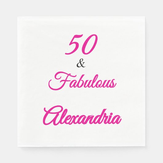 Modern Fifty &Fabulous Bold 50th Birthday Napkin Servet (Voorkant)