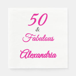 Modern Fifty &Fabulous Bold 50th Birthday Napkin Servet