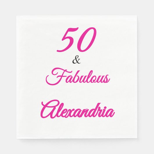 Modern Fifty &Fabulous Bold 50th Birthday Napkin Servet (Voorkant)