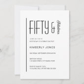 Modern Fifty & Fabulous Bold 50th Birthday Party Kaart (Voorkant)