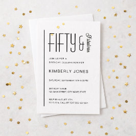 Modern Fifty & Fabulous Bold 50th Birthday Party Kaart