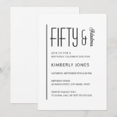 Modern Fifty & Fabulous Bold 50th Birthday Party Kaart (Voorkant / Achterkant)