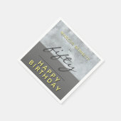 Modern Fifty Grey Script 50ste verjaardagsfeestje Servet (Hoek)